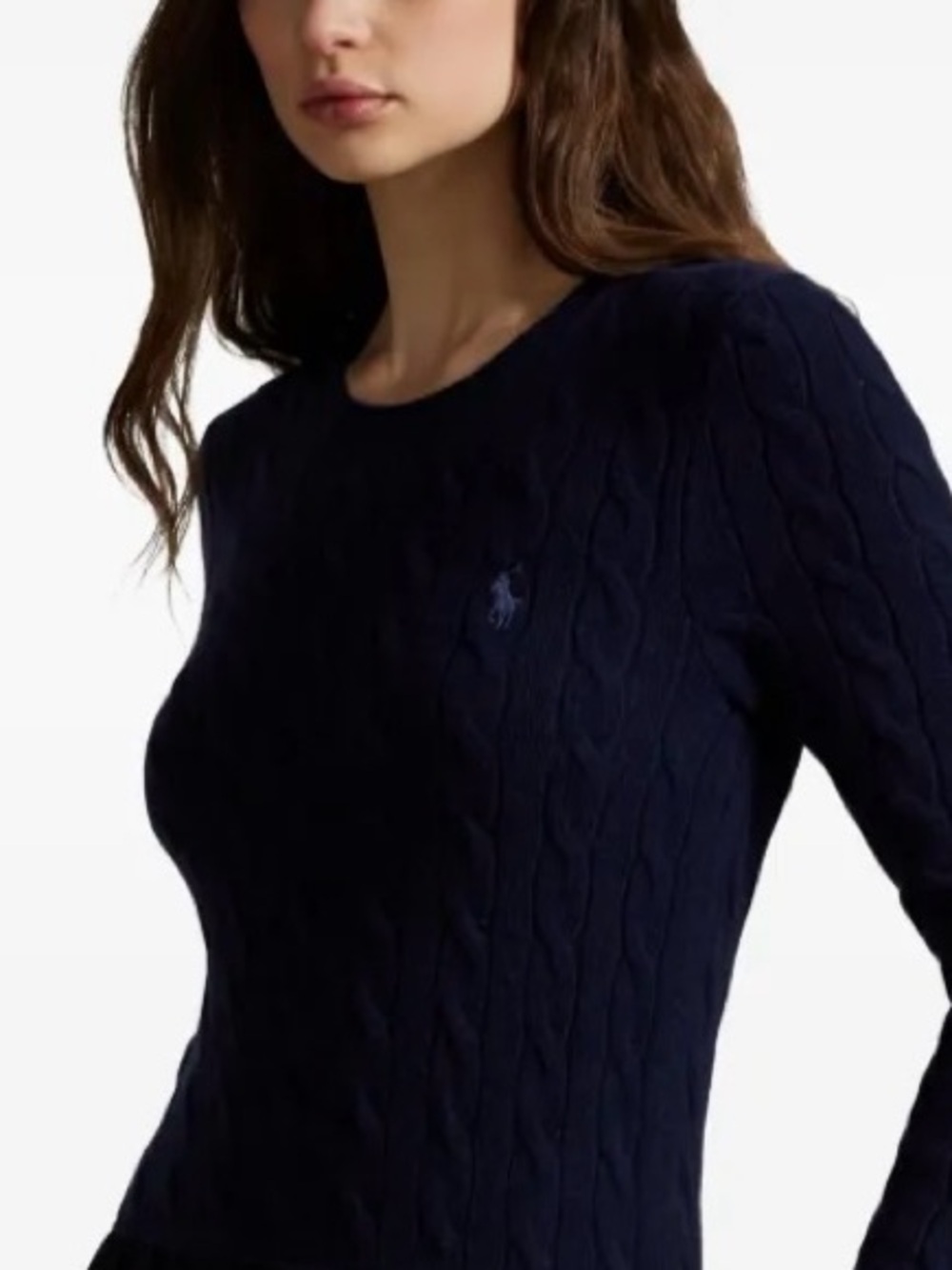 Ralph Lauren Blue Cable-Knit Crewneck Sweater dress mini fitted preppy chic co - Picture 9 of 9